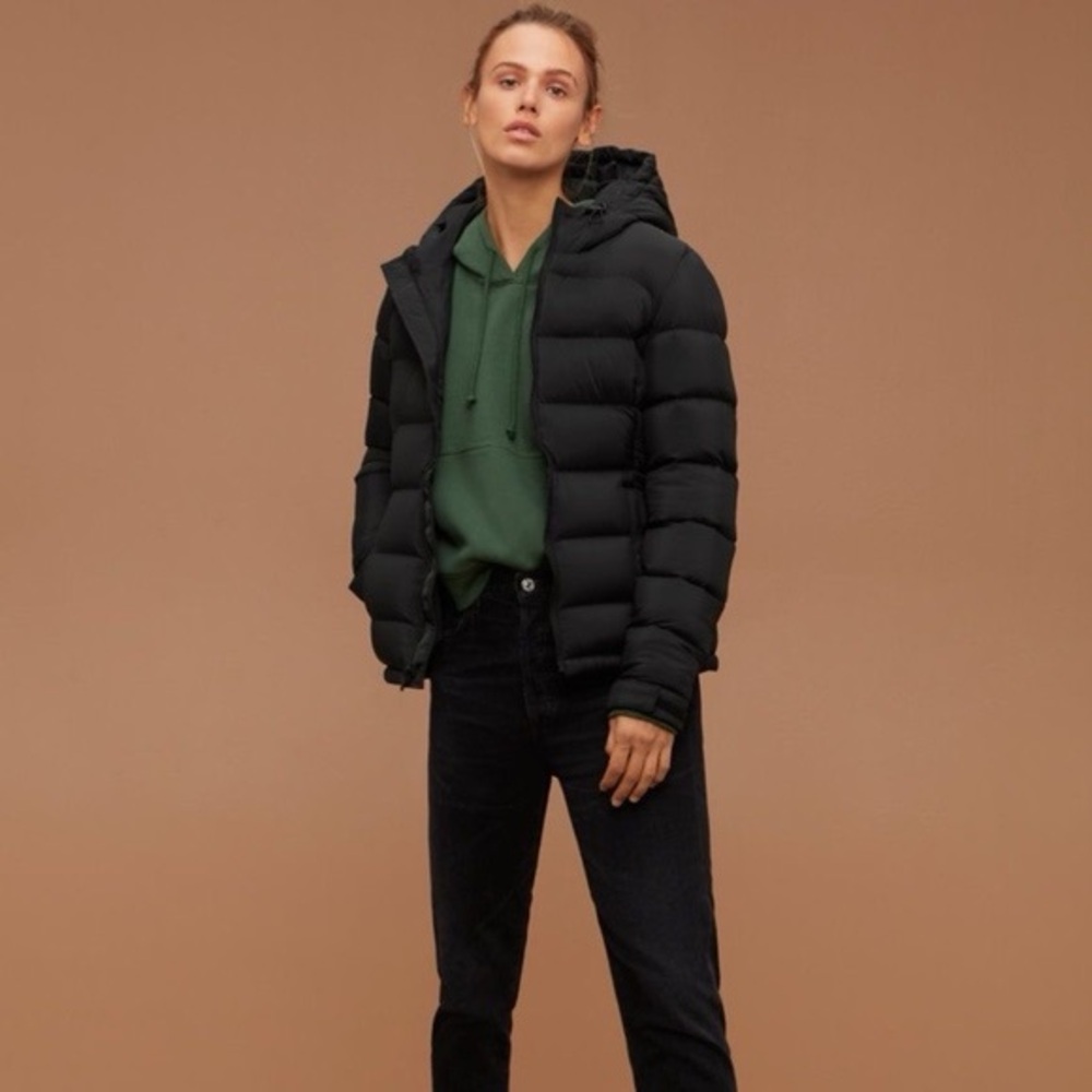 Aritzia Black Hooded Puffer Jacket